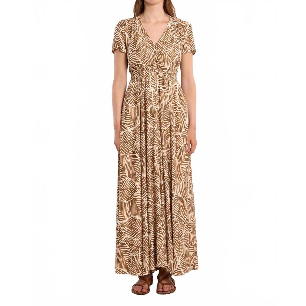 NEW MOLLY BRACKEN printed maxi dress in camel mathilde